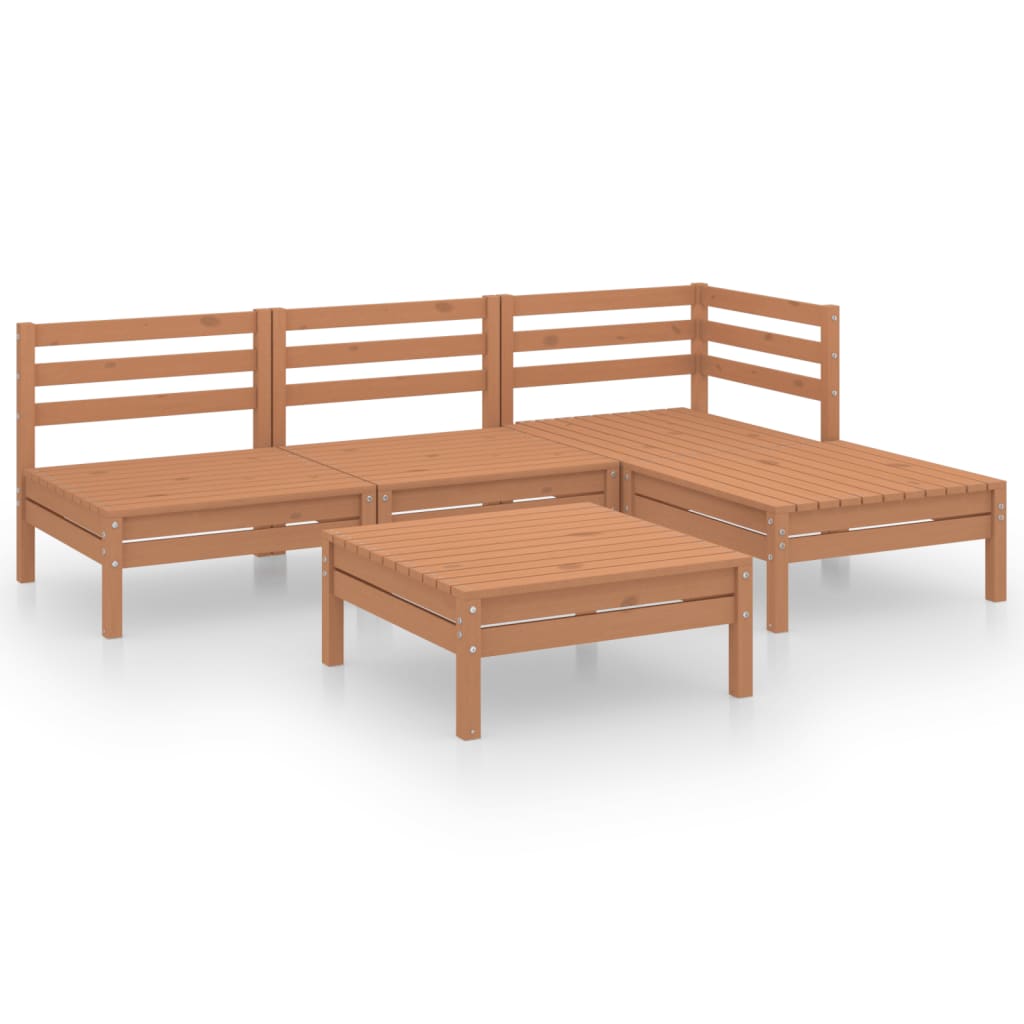 Set Salotto da Giardino 5 pz in Legno Massello di Pino Miele - homemem39