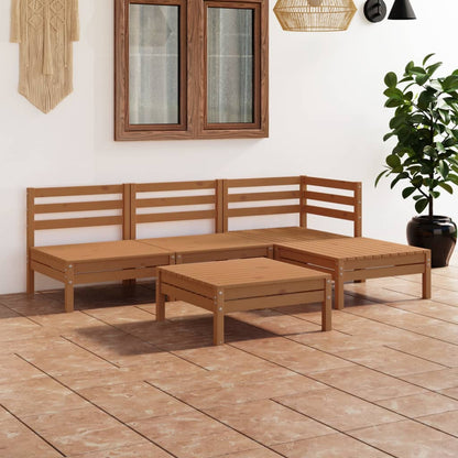 Set Salotto da Giardino 5 pz in Legno Massello di Pino Miele - homemem39