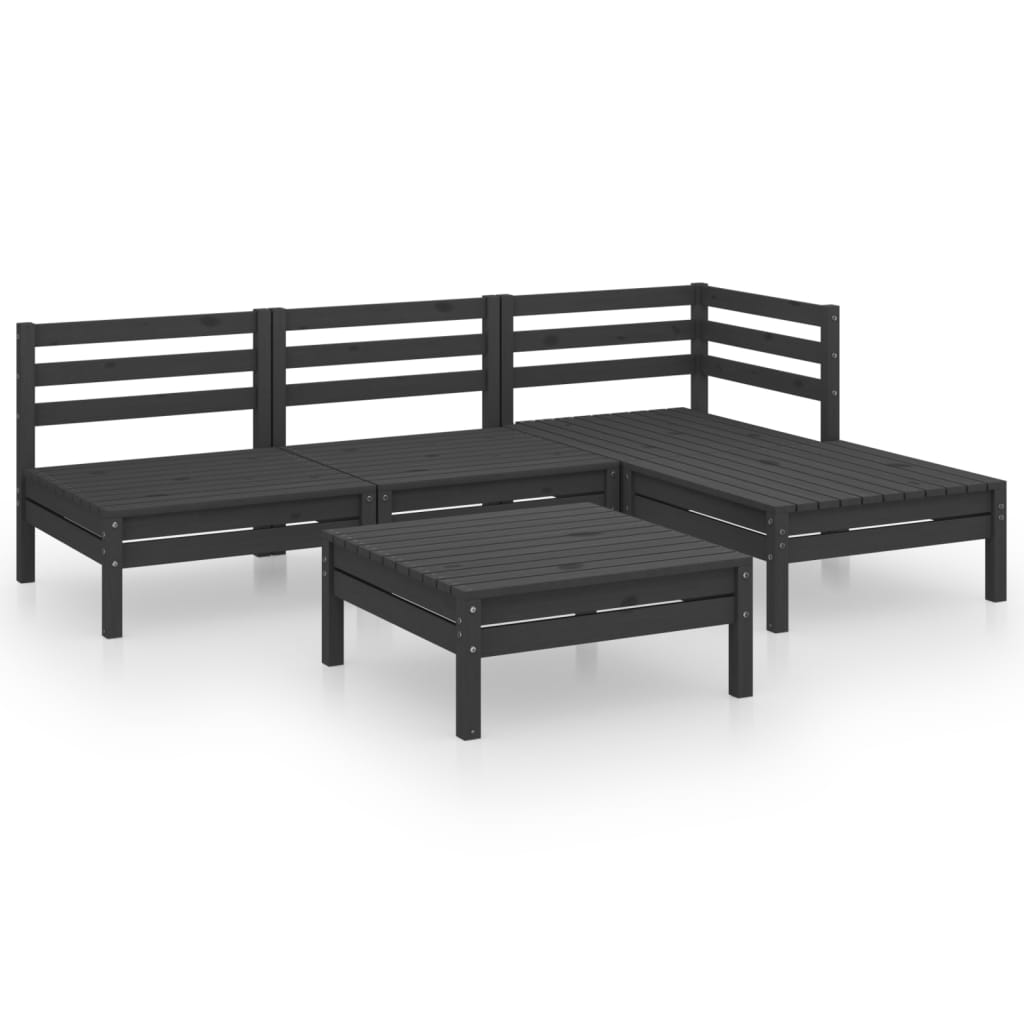 Set Salotto da Giardino 5 pz in Legno Massello di Pino Nero - homemem39