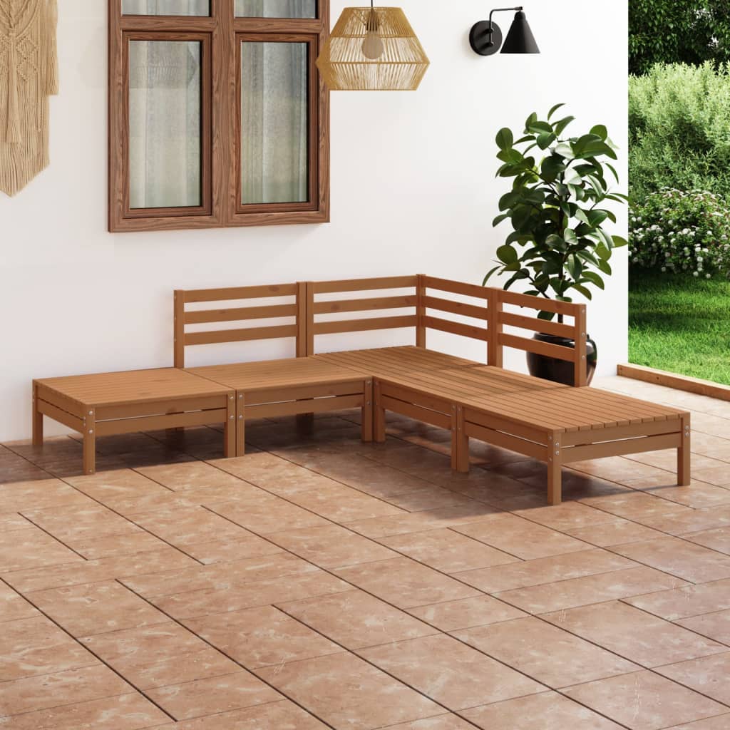 Set Salotto da Giardino 5 pz in Legno Massello di Pino Miele - homemem39