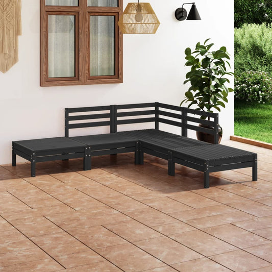 Set Salotto da Giardino 5 pz in Legno Massello di Pino Nero - homemem39