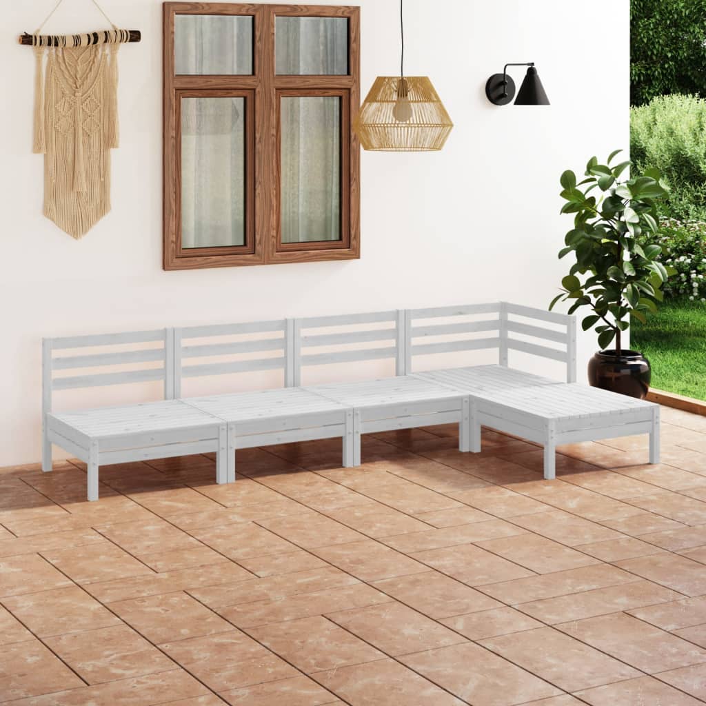 Set Salotto da Giardino 5 pz in Legno Massello di Pino Bianco - homemem39