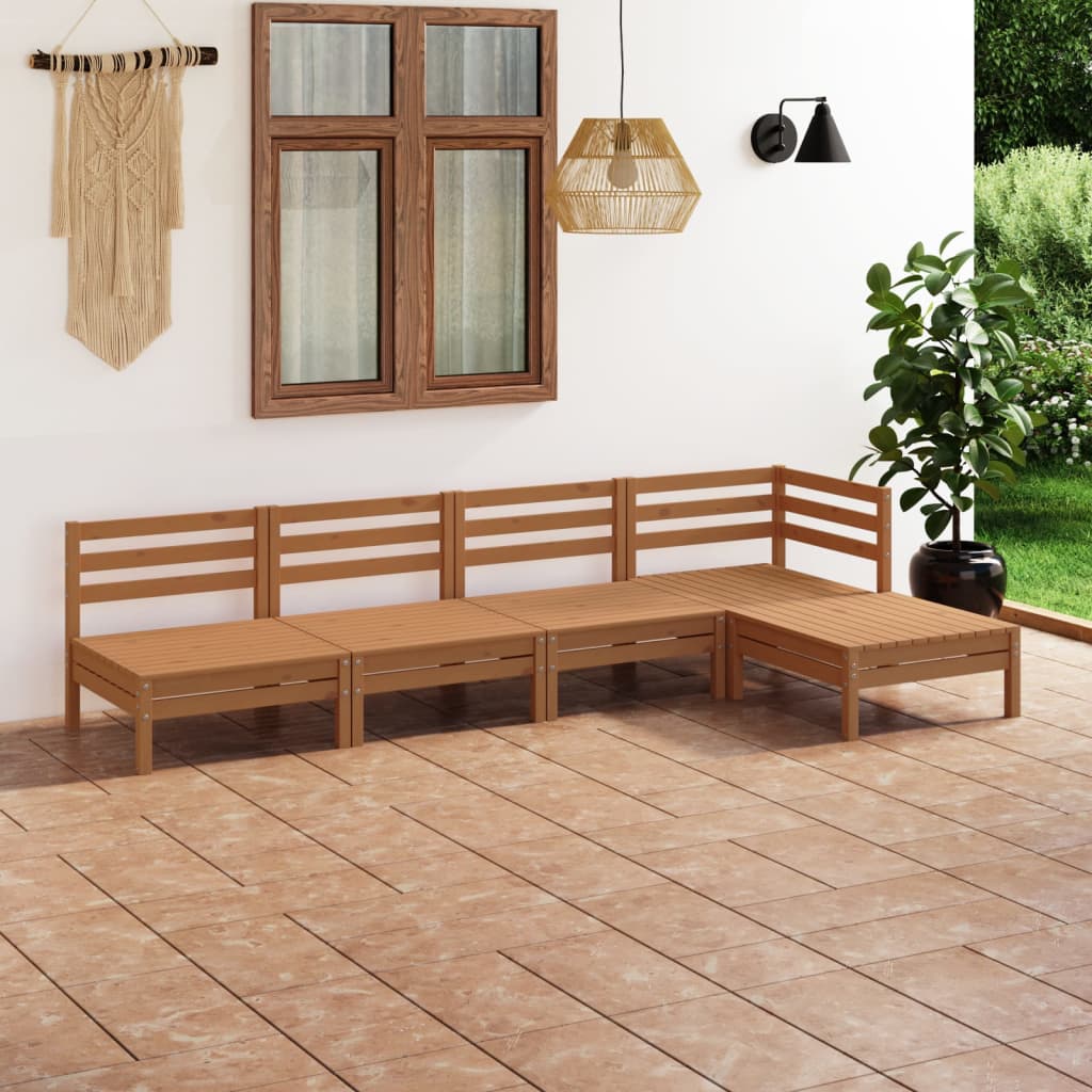 Set Salotto da Giardino 5 pz in Legno Massello di Pino Miele - homemem39