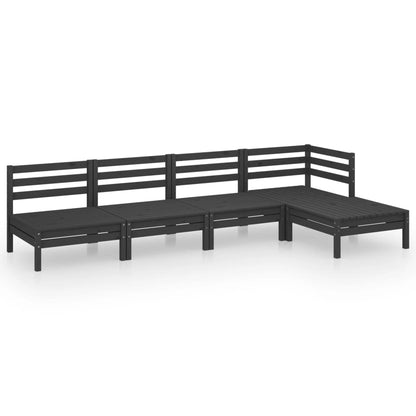 Set Salotto da Giardino 5 pz in Legno Massello di Pino Nero - homemem39