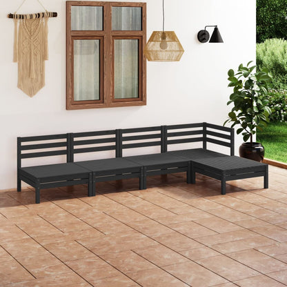 Set Salotto da Giardino 5 pz in Legno Massello di Pino Nero - homemem39