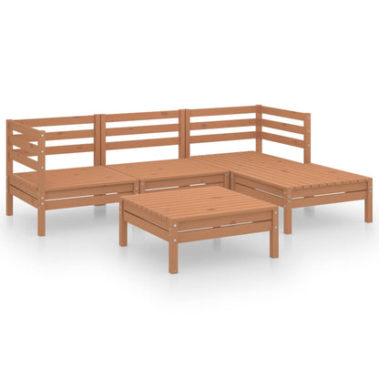 Set Divani da Giardino 5 pz in Legno Massello di Pino Miele - homemem39