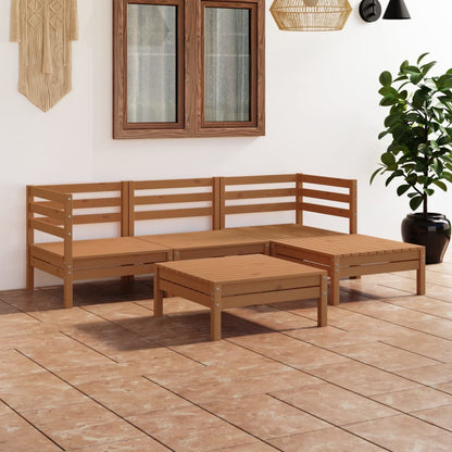 Set Divani da Giardino 5 pz in Legno Massello di Pino Miele - homemem39