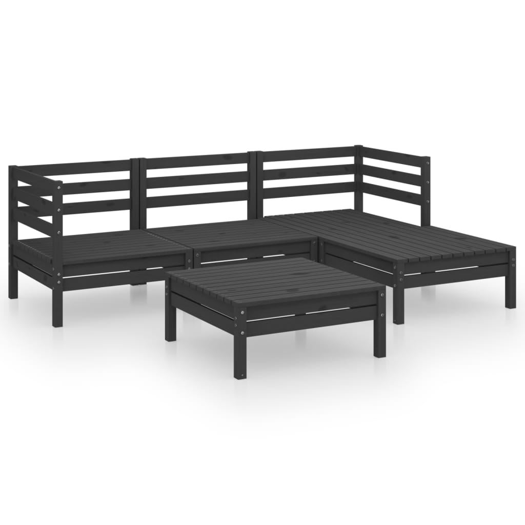 Set Salotto da Giardino 5 pz in Legno Massello di Pino Nero - homemem39