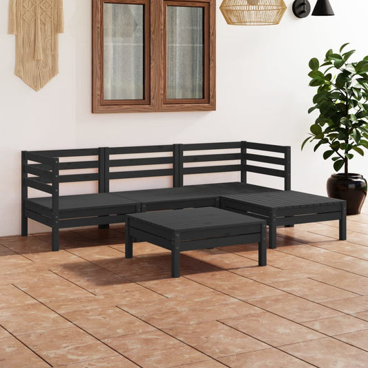 Set Salotto da Giardino 5 pz in Legno Massello di Pino Nero - homemem39