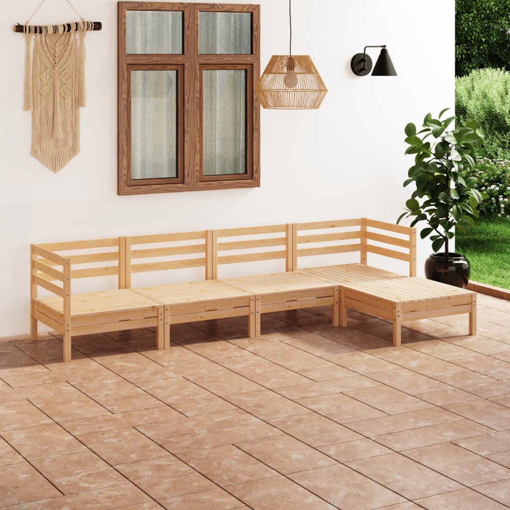 Set Salotto da Giardino 5 pz in Legno Massello di Pino - homemem39