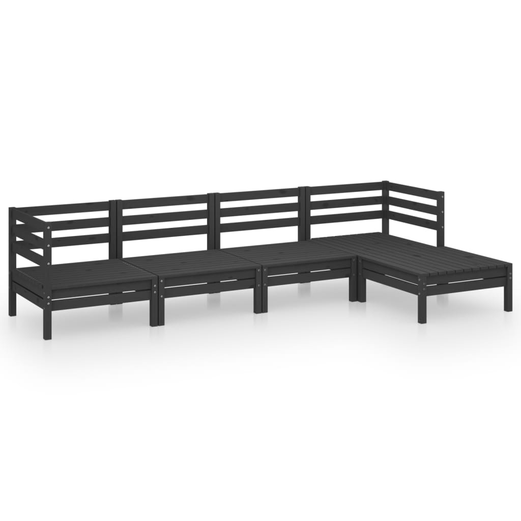 Set Salotto da Giardino 5 pz in Legno Massello di Pino Nero - homemem39