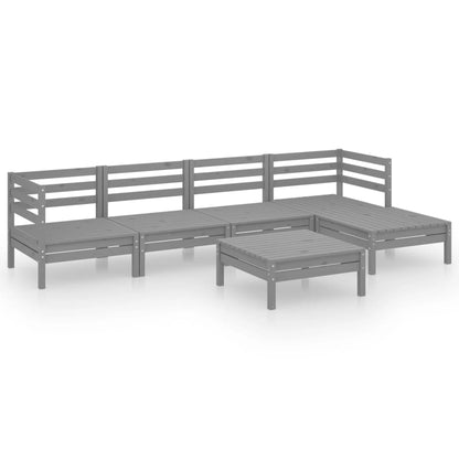 Set Divani da Giardino 6 pz in Legno Massello di Pino Grigio - homemem39