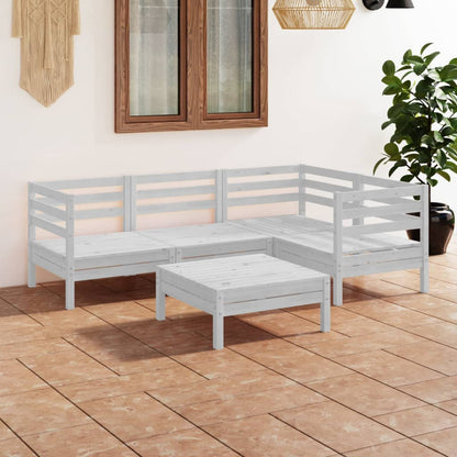 Set Salotto da Giardino 5 pz in Legno Massello di Pino Bianco - homemem39