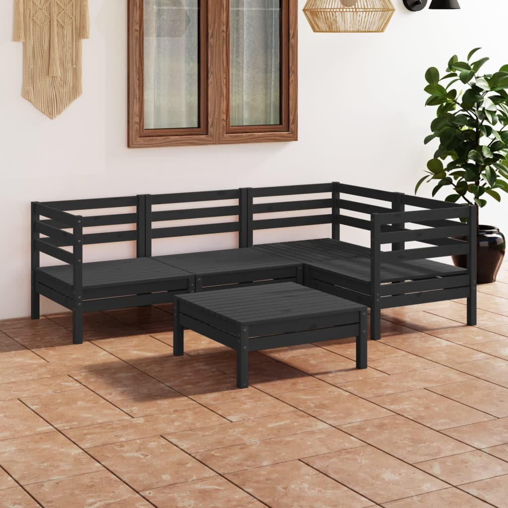 Set Divani da Giardino 5 pz in Legno Massello di Pino Nero - homemem39