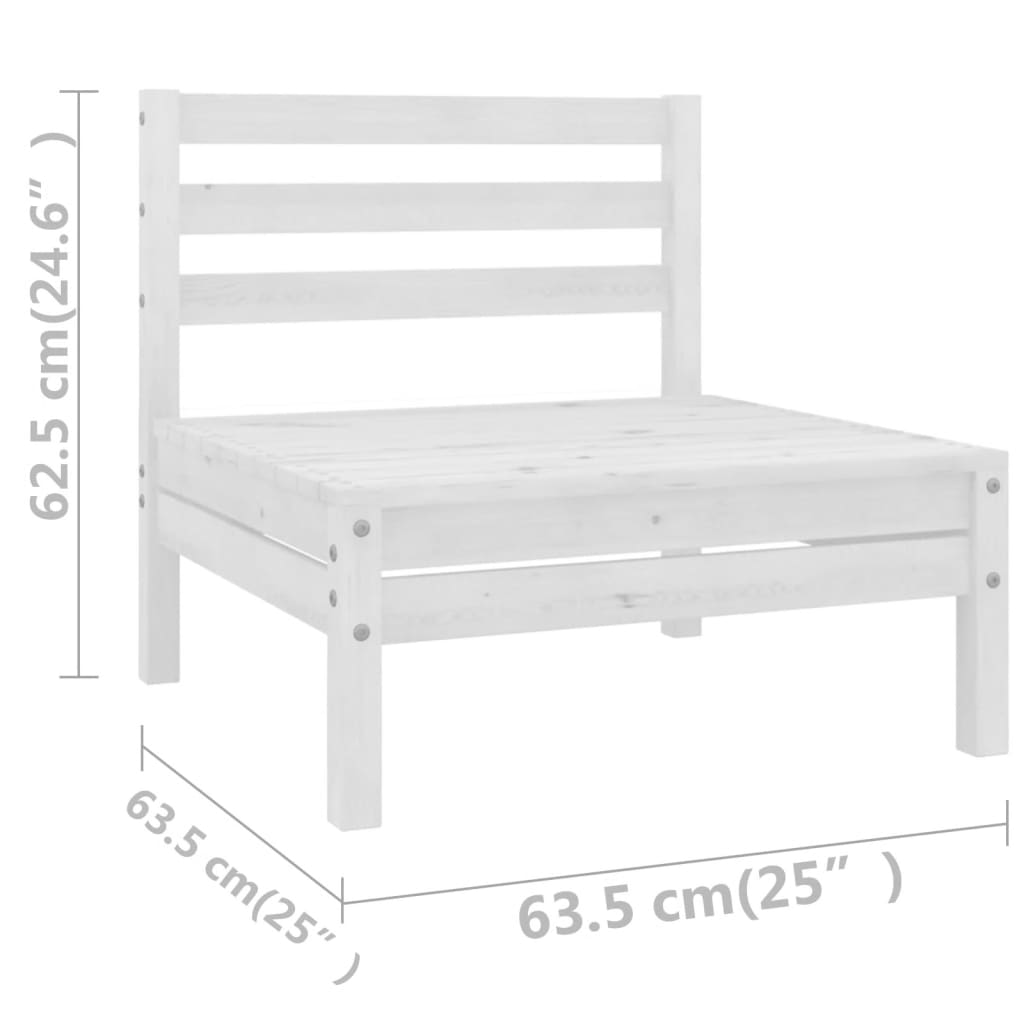 Set Divani da Giardino 7 pz Bianco in Legno Massello di Pino - homemem39