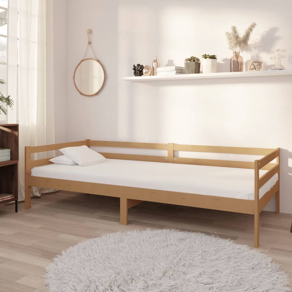 Divano Letto con Materasso 90x200 cm Miele in Legno di Pino - homemem39