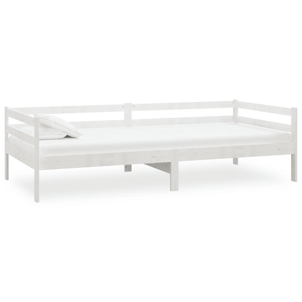 Divano Letto con Materasso 90x200 cm Bianco in Legno di Pino - homemem39