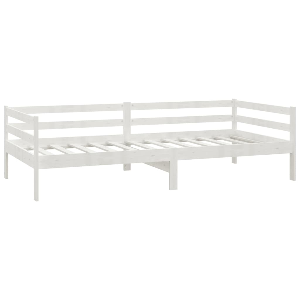 Divano Letto con Materasso 90x200 cm Bianco in Legno di Pino - homemem39