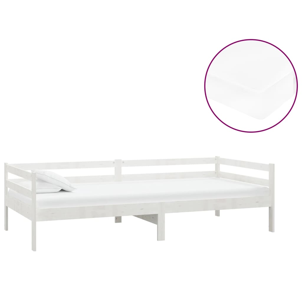 Divano Letto con Materasso 90x200 cm Bianco in Legno di Pino - homemem39