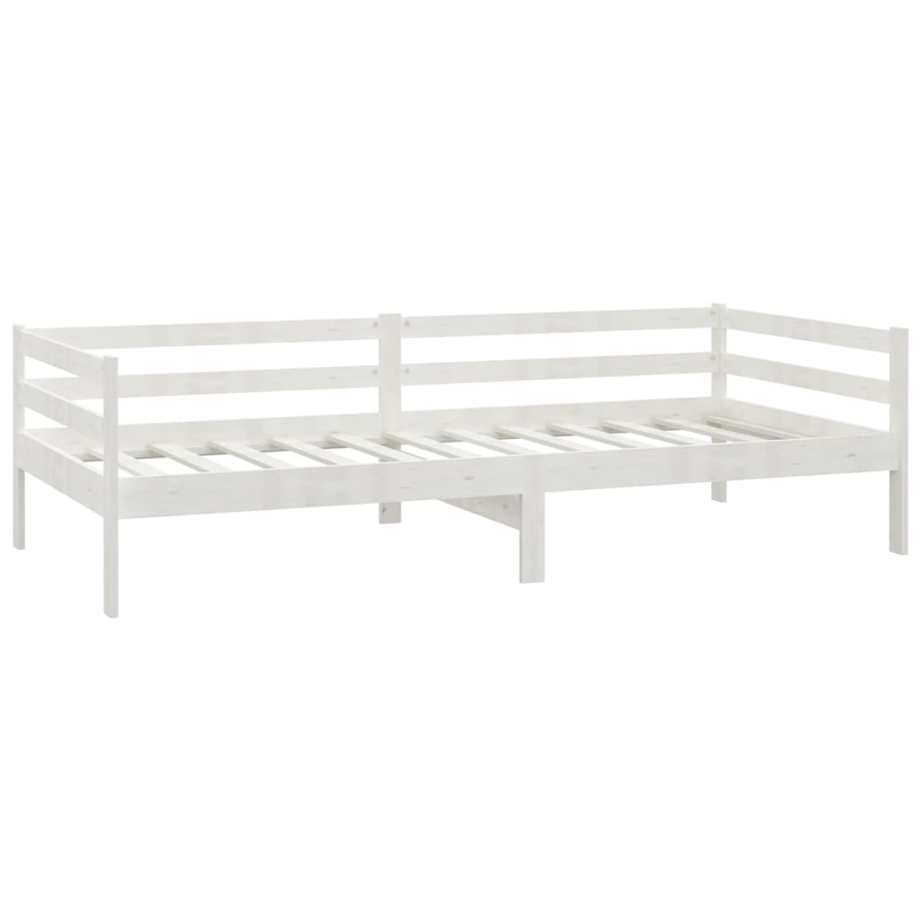 Divano Letto con Materasso 90x200 cm Bianco in Legno di Pino - homemem39