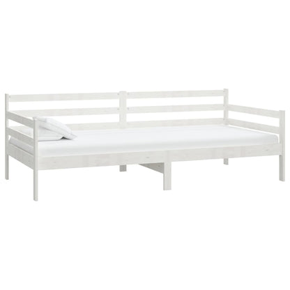 Divano Letto con Materasso 90x200 cm Bianco in Legno di Pino - homemem39