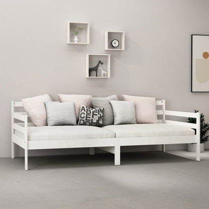 Divano Letto con Materasso 90x200 cm Bianco in Legno di Pino - homemem39