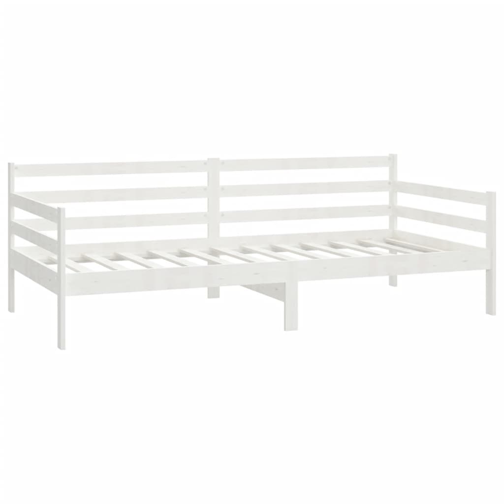 Divano Letto con Materasso 90x200 cm Bianco in Legno di Pino - homemem39