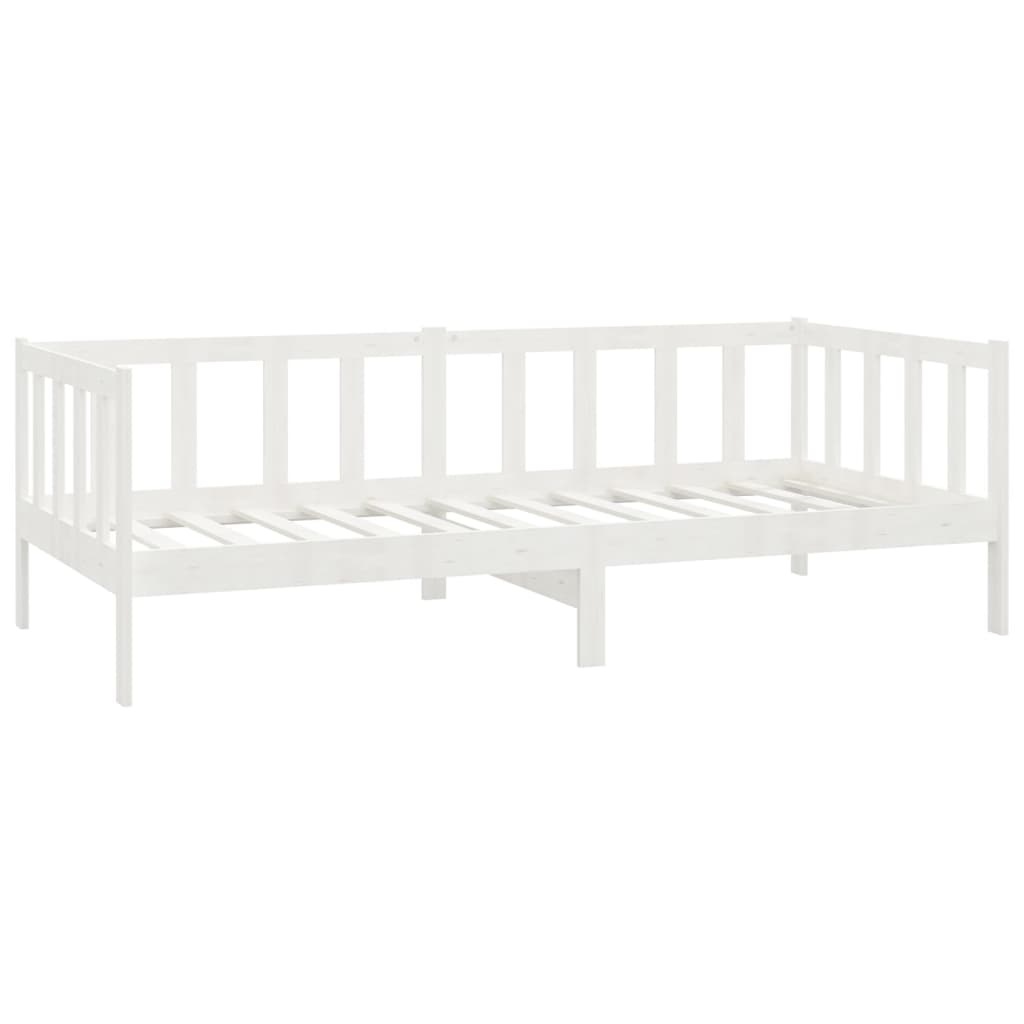 Divano Letto con Materasso 90x200 cm Bianco in Legno di Pino - homemem39