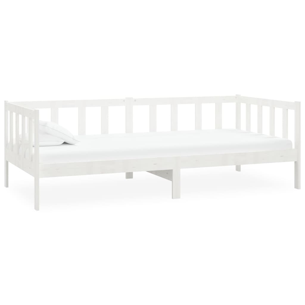 Divano Letto con Materasso 90x200 cm Bianco in Legno di Pino - homemem39