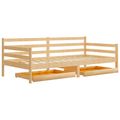 Divano Letto con Cassetti 90x200 cm Legno Massello di Pino - homemem39