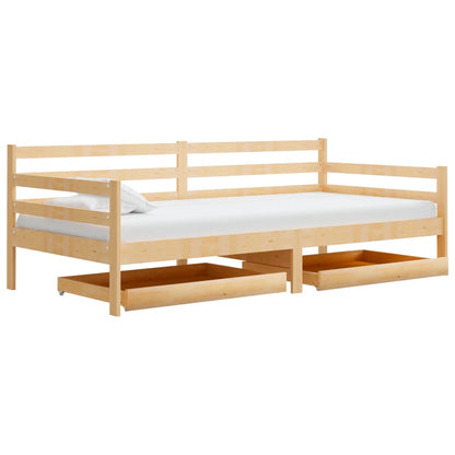 Divano Letto con Cassetti 90x200 cm Legno Massello di Pino - homemem39