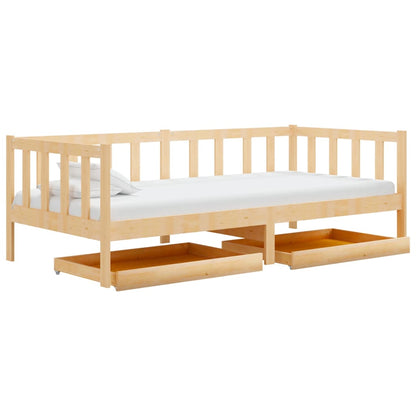 Divano Letto con Cassetti 90x200 cm Legno Massello di Pino - homemem39