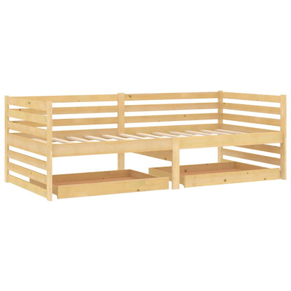 Divano Letto con Cassetti 90x200 cm Legno Massello di Pino - homemem39