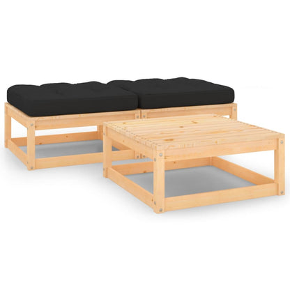 Set Divani da Giardino 3 pz con Cuscini Legno Massello di Pino - homemem39