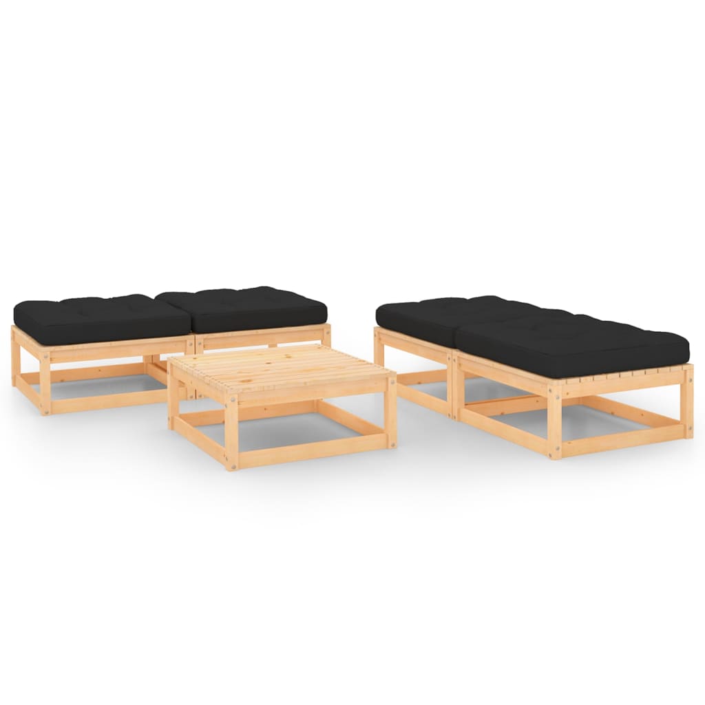 Set Divani da Giardino 5 pz con Cuscini Legno Massello di Pino - homemem39