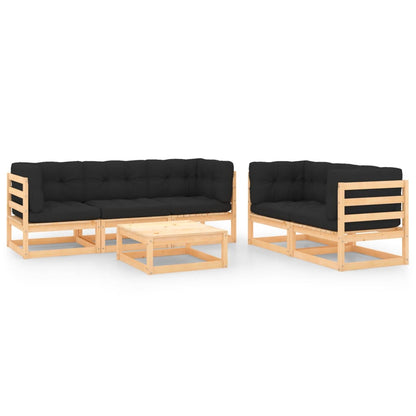 Set Divani da Giardino 6 pz con Cuscini Legno Massello di Pino - homemem39