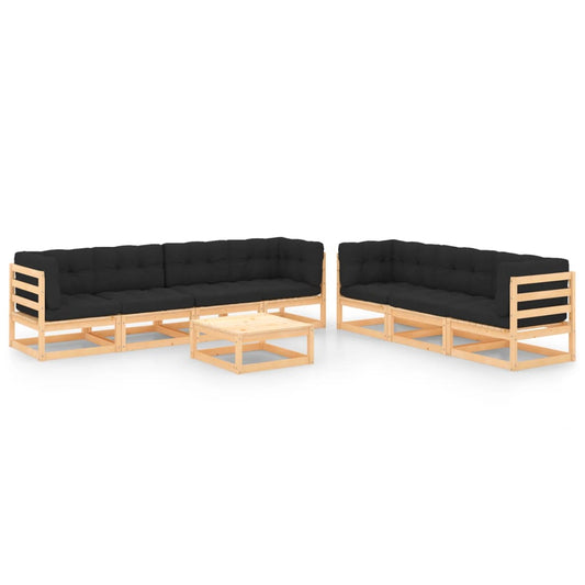 Set Divani da Giardino 8 pz con Cuscini Legno Massello di Pino - homemem39