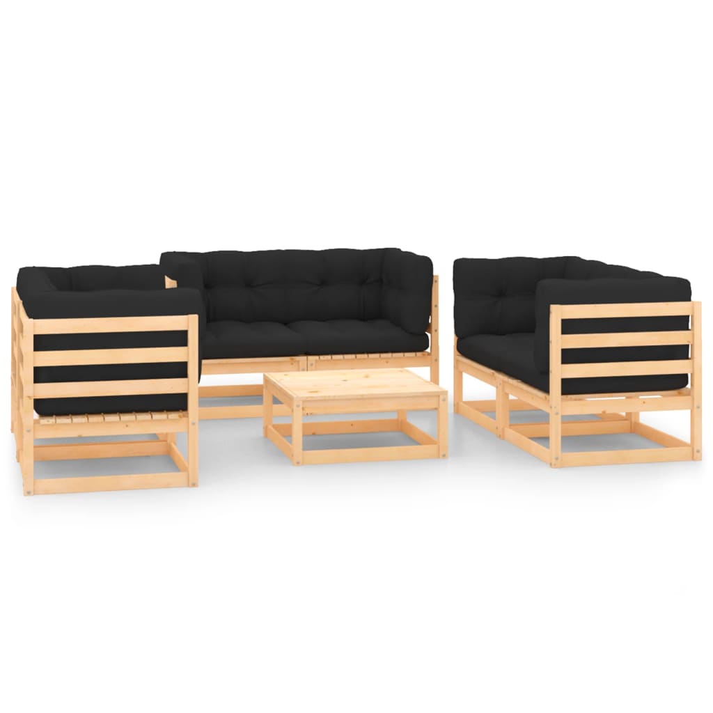 Set Divani da Giardino 7 pz con Cuscini Legno Massello di Pino - homemem39