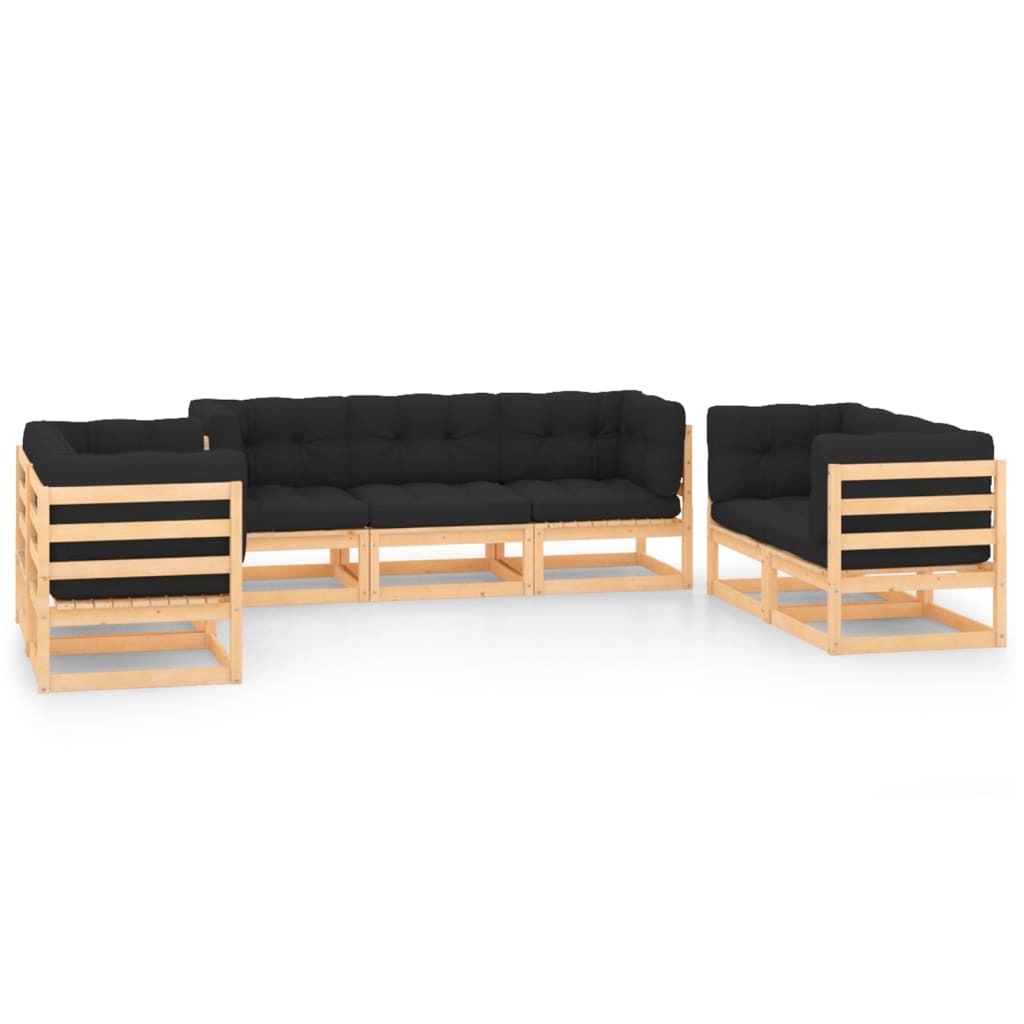 Set Divani da Giardino 7 pz con Cuscini Legno Massello di Pino - homemem39