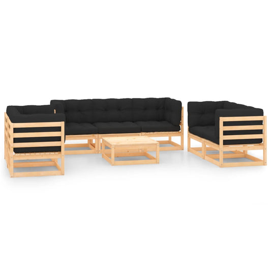 Set Divani da Giardino 8 pz con Cuscini Legno Massello di Pino - homemem39