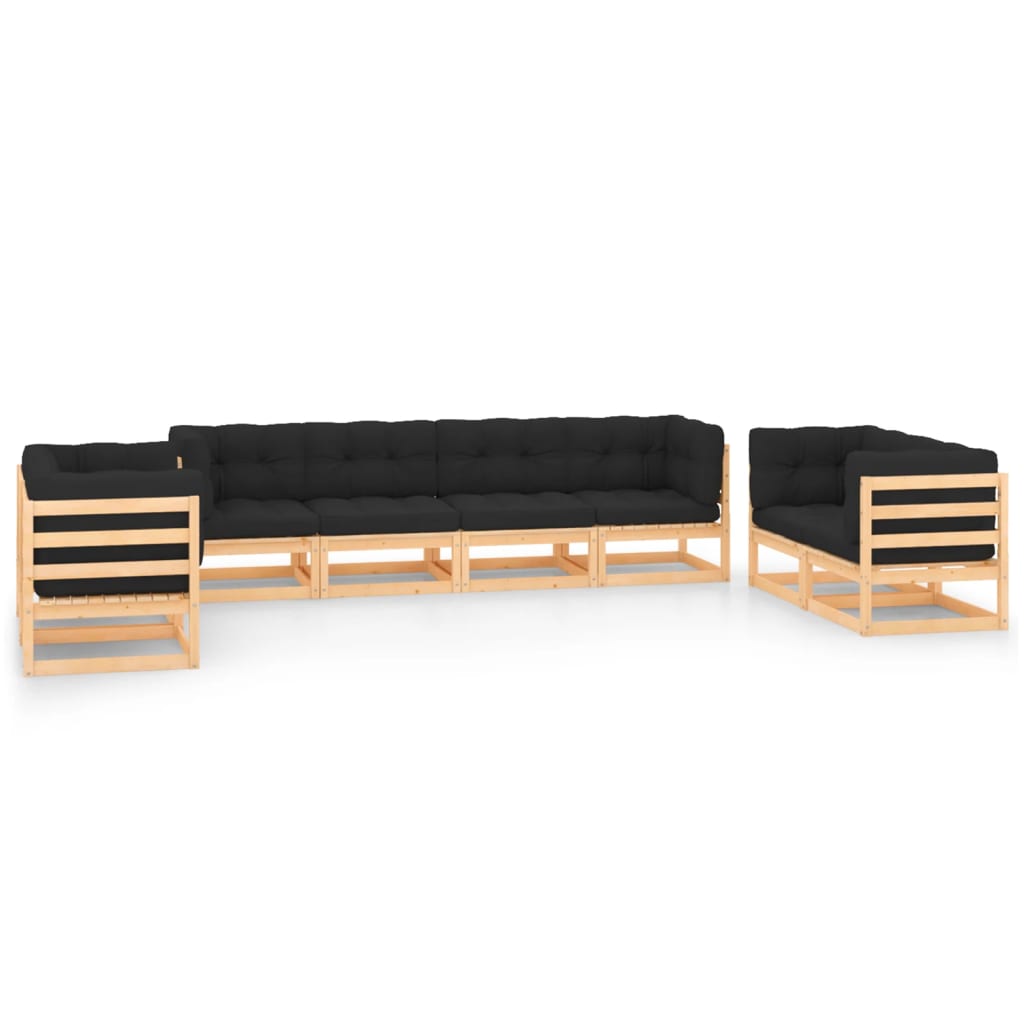 Set Divani da Giardino 8 pz con Cuscini Legno Massello di Pino - homemem39