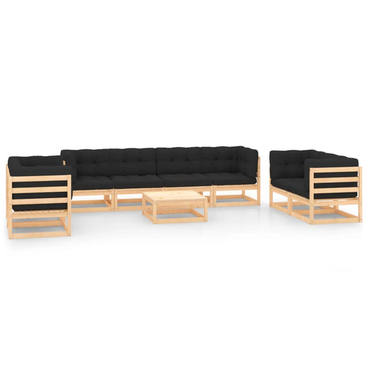 Set Divani da Giardino 9 pz con Cuscini Legno Massello di Pino - homemem39