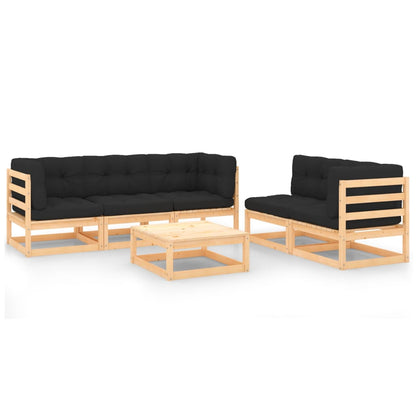 Set Divani da Giardino 6 pz con Cuscini Legno Massello di Pino - homemem39