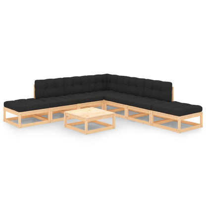 Set Divani da Giardino 8 pz con Cuscini Legno Massello di Pino - homemem39