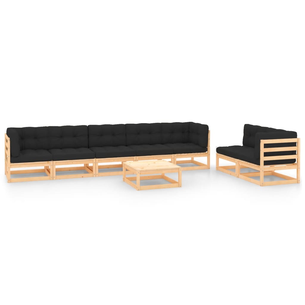 Set Divani da Giardino 8 pz con Cuscini Legno Massello di Pino - homemem39