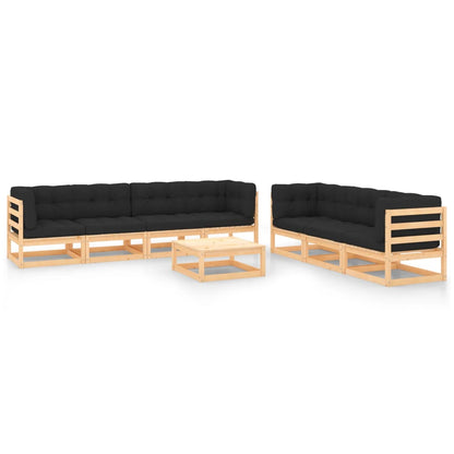 Set Divani da Giardino 8 pz con Cuscini Legno Massello di Pino - homemem39