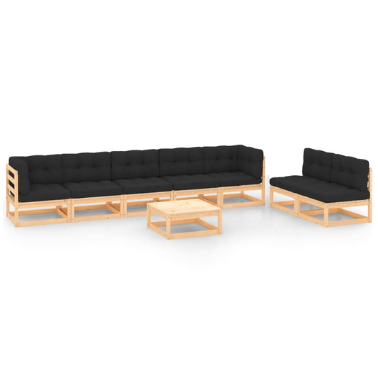 Set Divani da Giardino 8 pz con Cuscini Legno Massello di Pino - homemem39