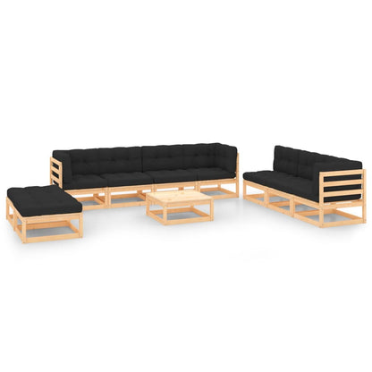 Set Divani da Giardino 10 pz con Cuscini Legno Massello di Pino - homemem39