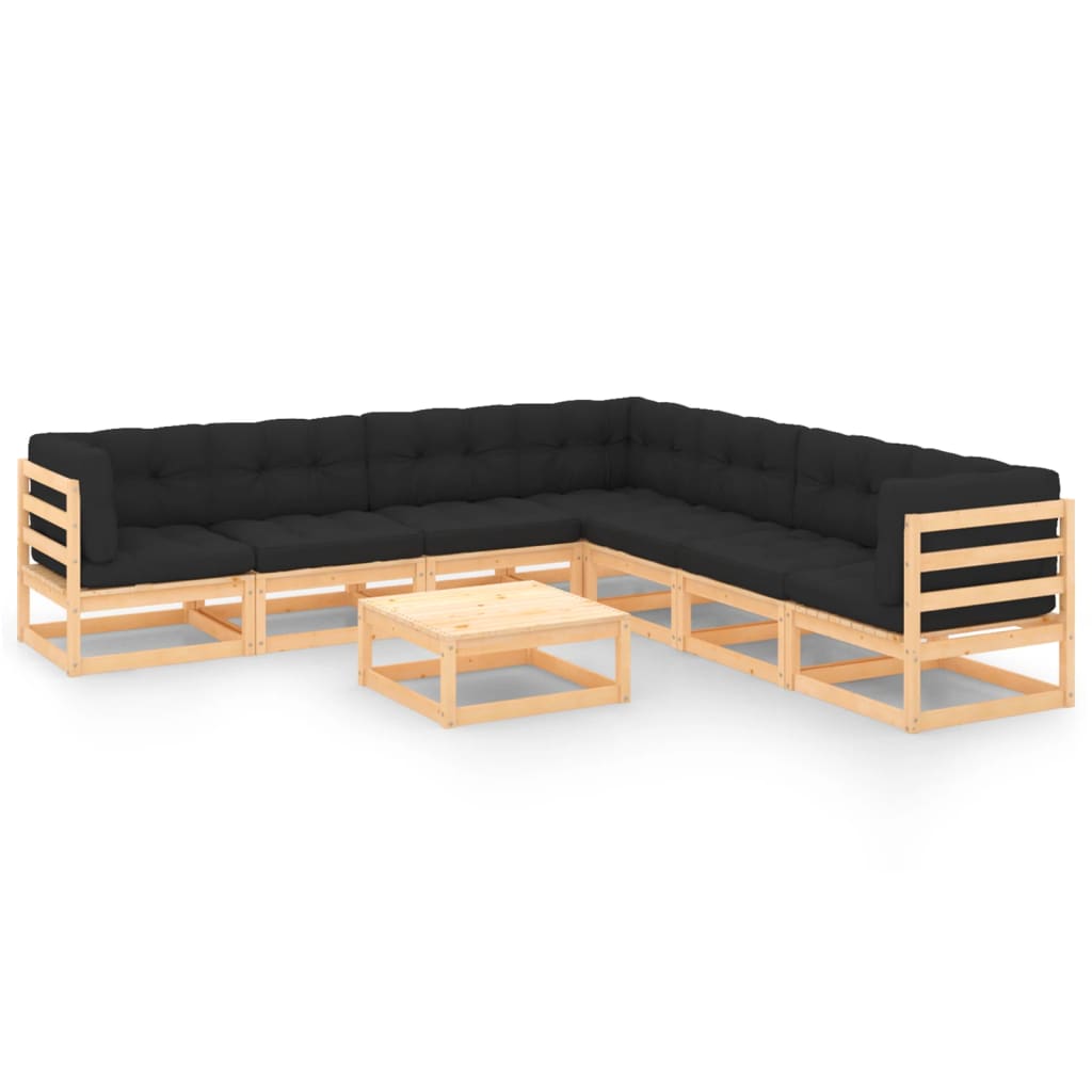 Set Divani da Giardino 8 pz con Cuscini Legno Massello di Pino - homemem39