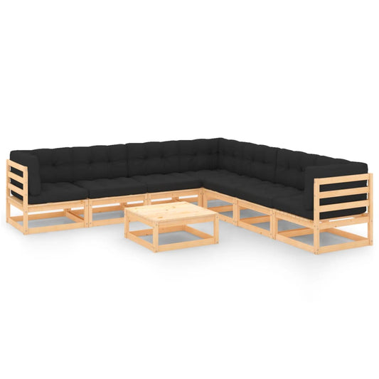 Set Divani da Giardino 8 pz con Cuscini Legno Massello di Pino - homemem39